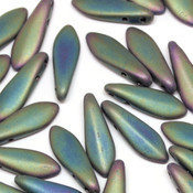  Чешские бусины Daggers Matte iris green (21155JT)