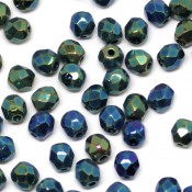 Чешские граненые (стеклянные) бусины fire polished Чешские бусины граненые зеленый ирис